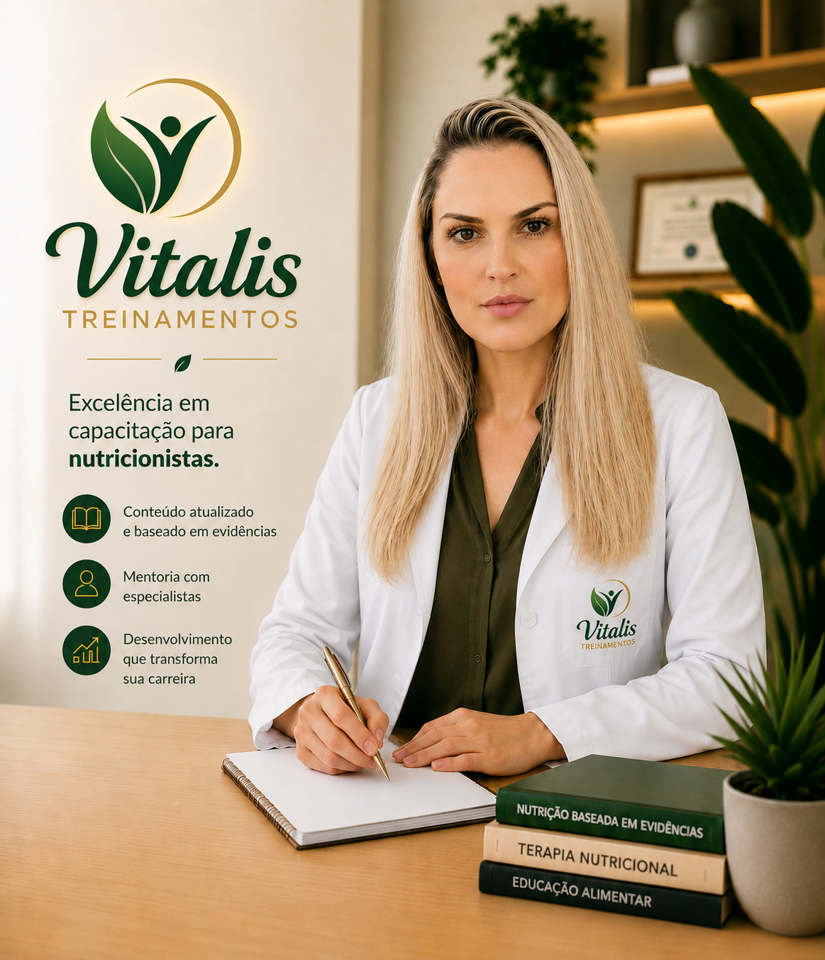 Nutricionista consultora em ambiente profissional